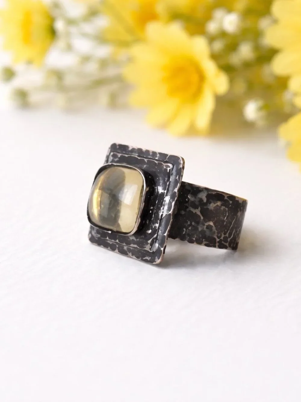Handcrafted Copper Citrine Ring - Size 6